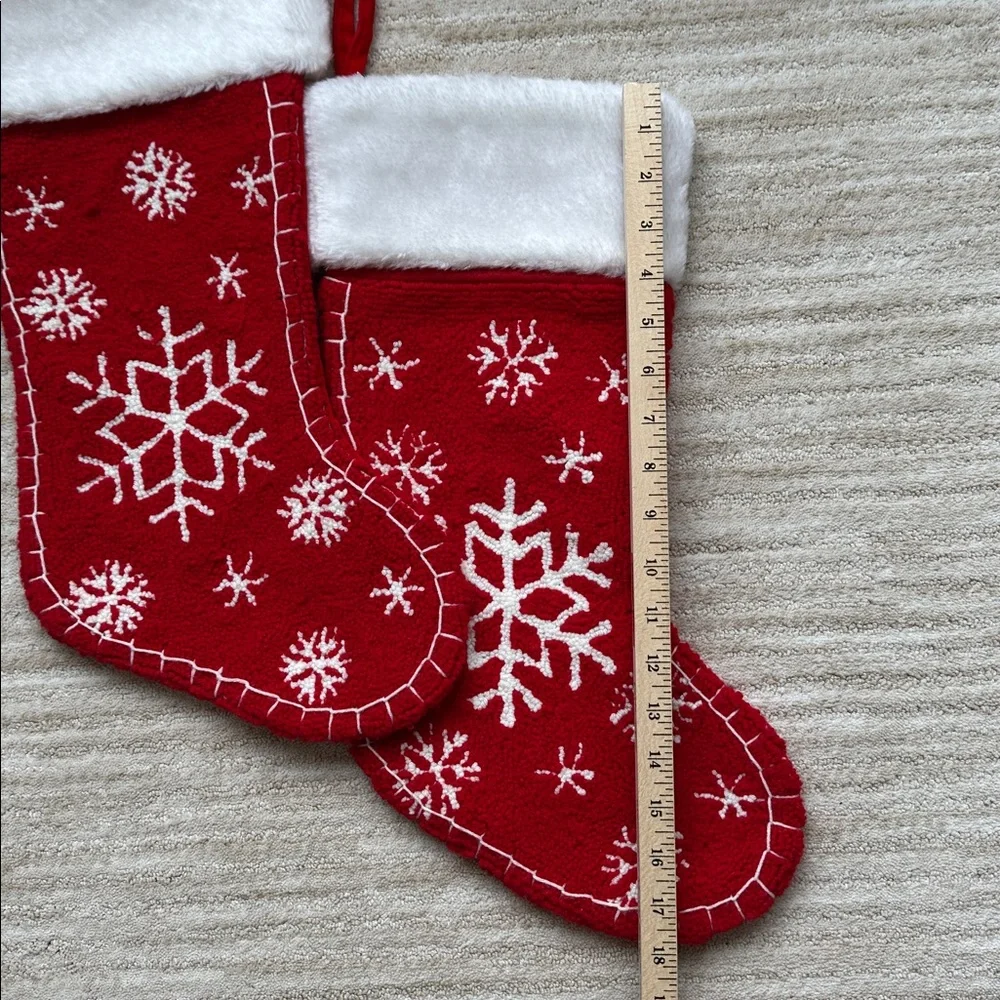 Set of 2 Target Christmas Stockings Red, White Snowflake Holiday 17 inches